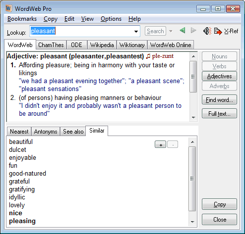 WordWeb dictionary and thesaurus